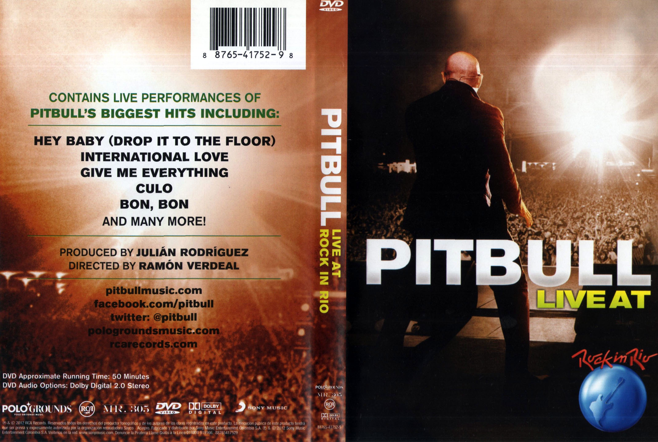 Cartula Caratula de Pitbull - Live At Rock In Rio (Dvd)