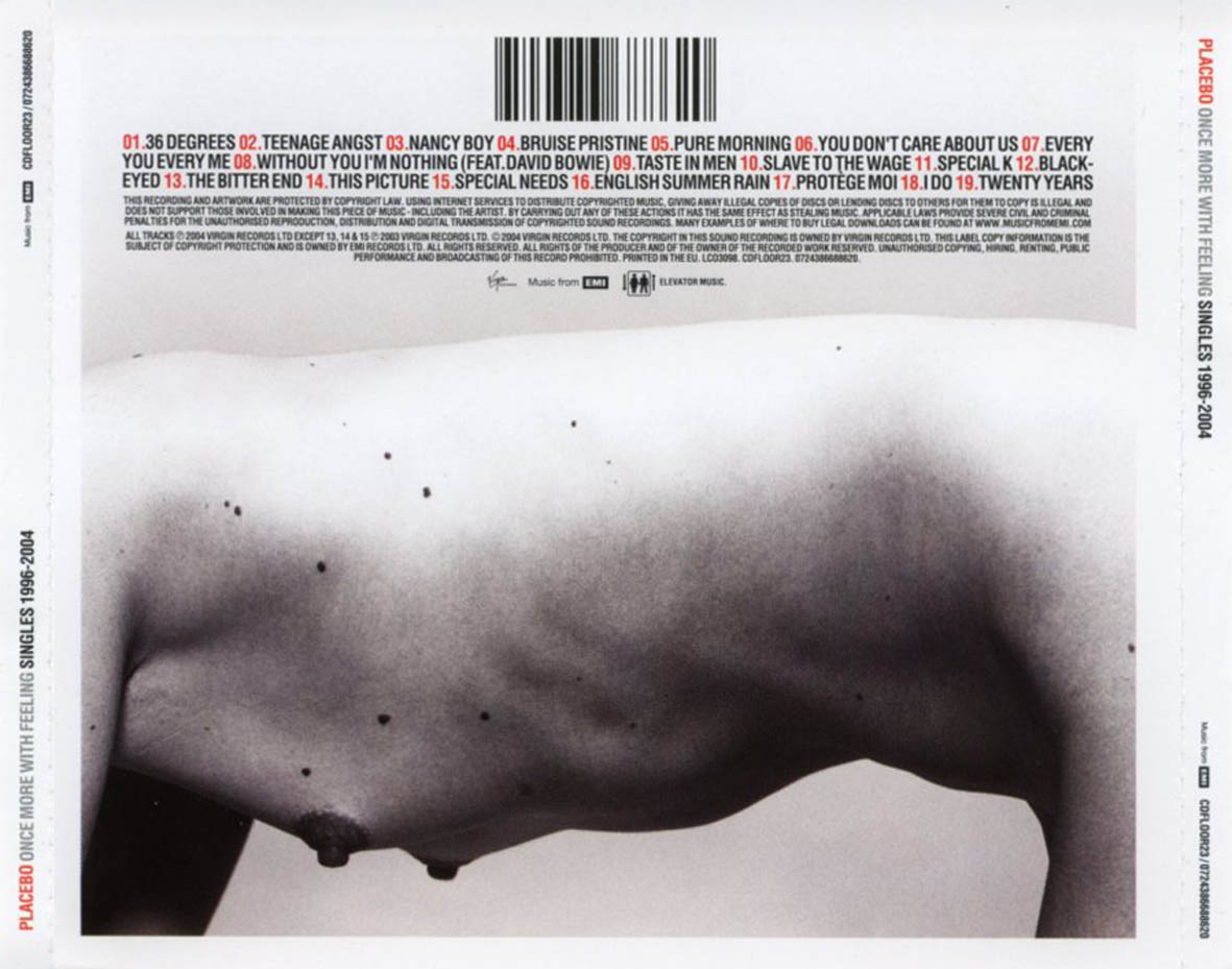 Cartula Trasera de Placebo - Once More With Feeling (Singles 1996-2004)
