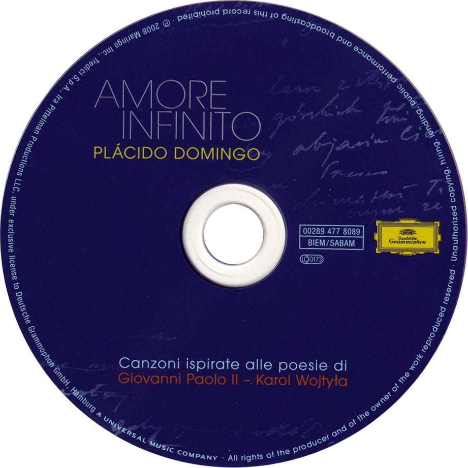 Cartula Cd de Placido Domingo - Amore Infinito