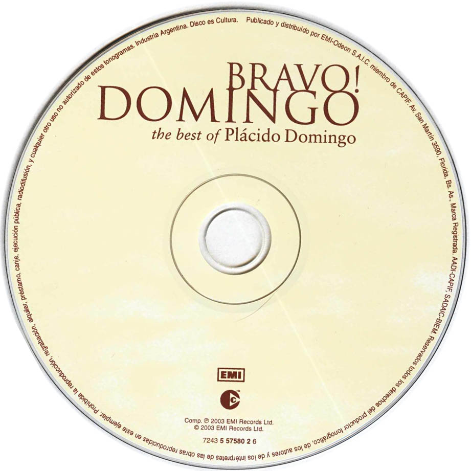 Cartula Cd de Placido Domingo - Bravo Domingo The Best Of Placido Domingo