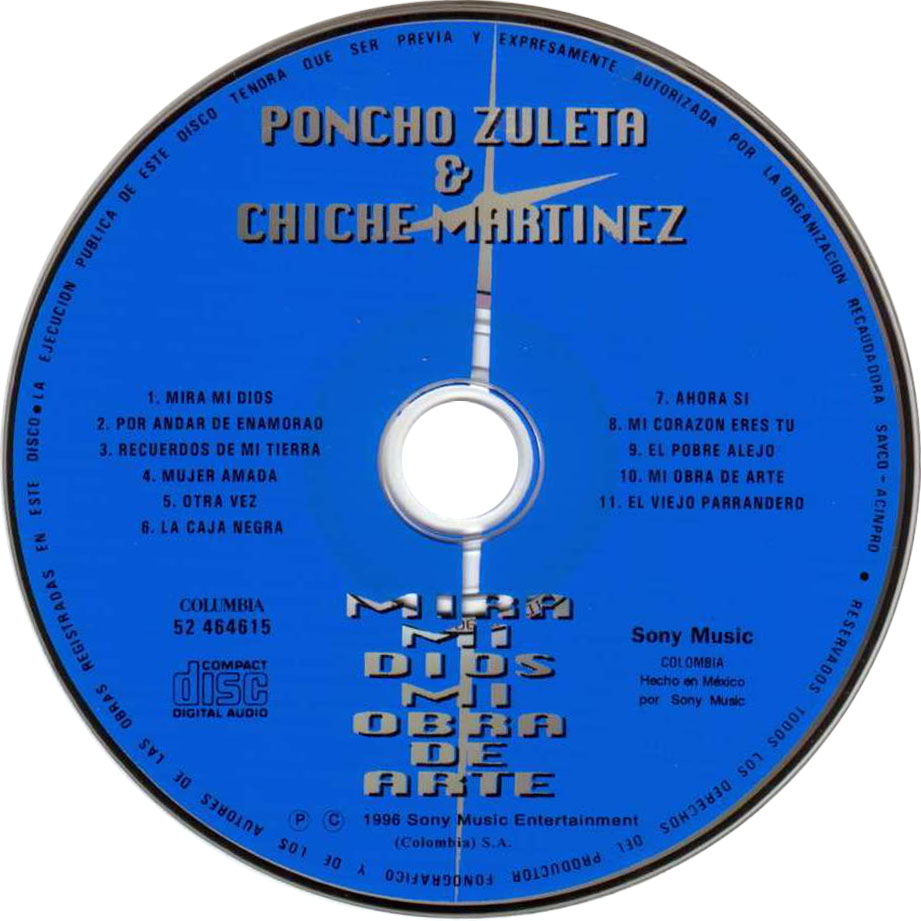 Cartula Cd de Poncho Zuleta & Chiche Martinez - Mira Mi Dios
