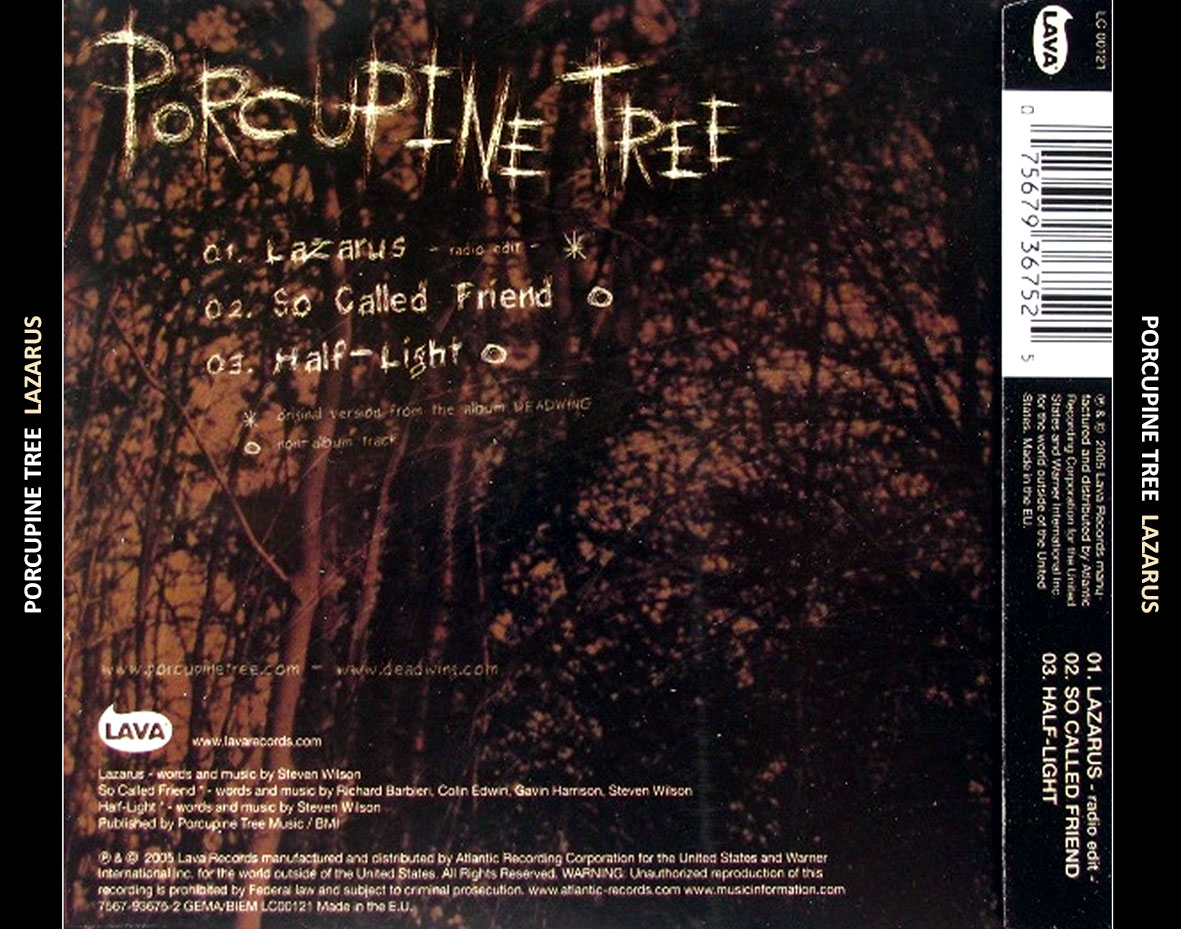 Cartula Trasera de Porcupine Tree - Lazarus (Cd Single)