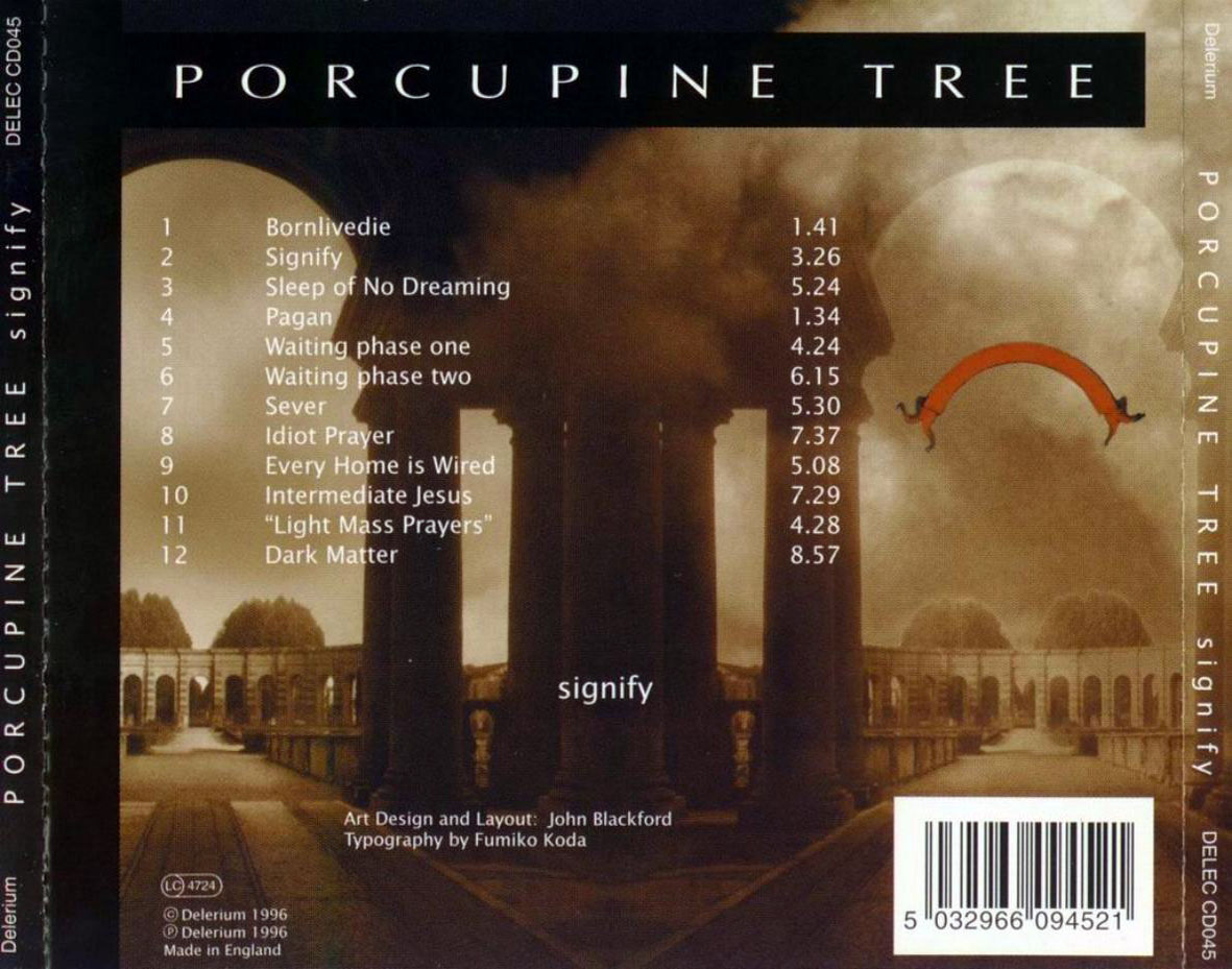 Cartula Trasera de Porcupine Tree - Signify (1996)