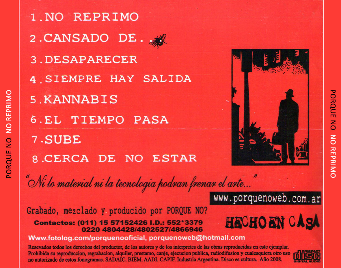 Cartula Trasera de Porque No - No Reprimo