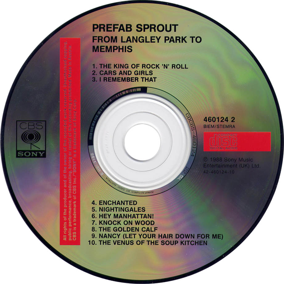 Cartula Cd de Prefab Sprout - From Langley Park To Memphis