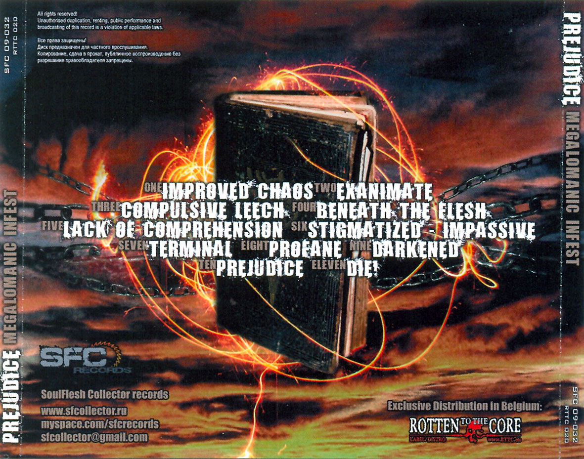 Cartula Trasera de Prejudice - Megalomanic Infest
