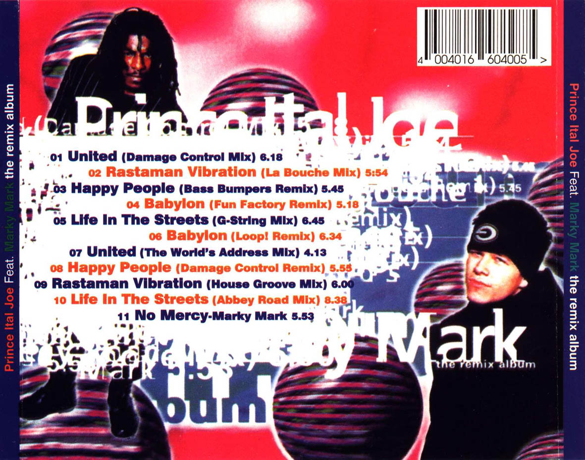 Cartula Trasera de Prince Ital Joe Feat. Marky Mark - The Remix Album