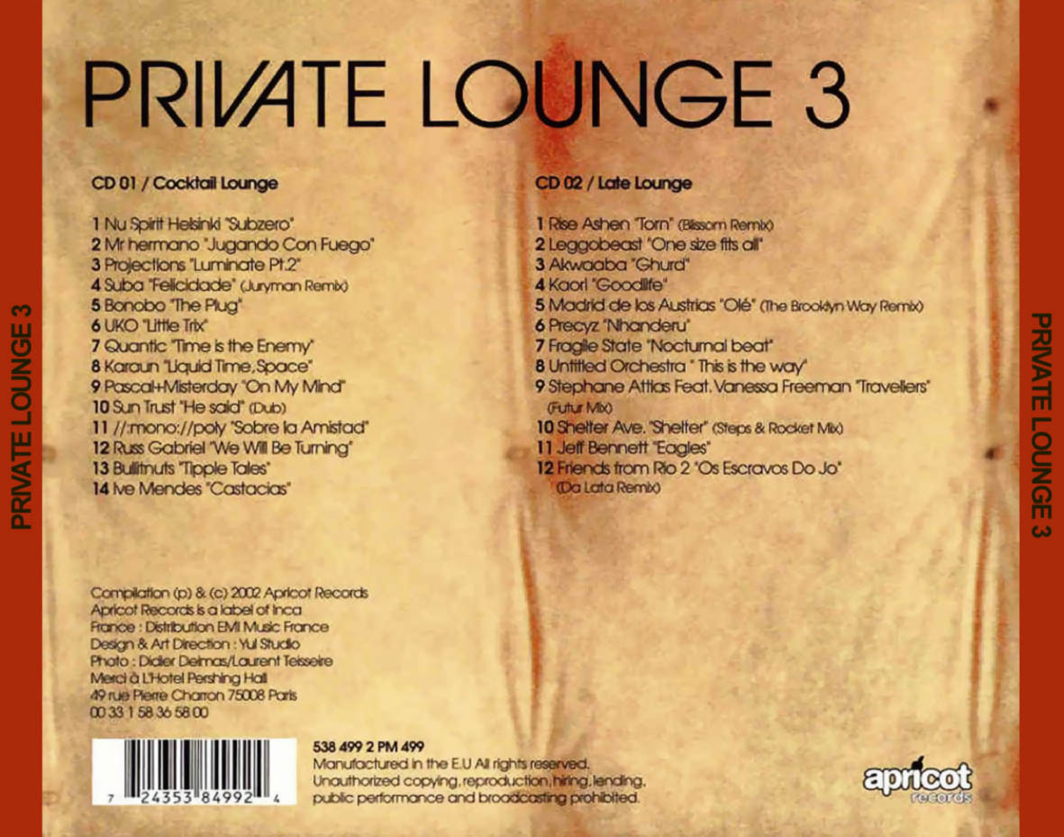 Cartula Trasera de Private Lounge 3