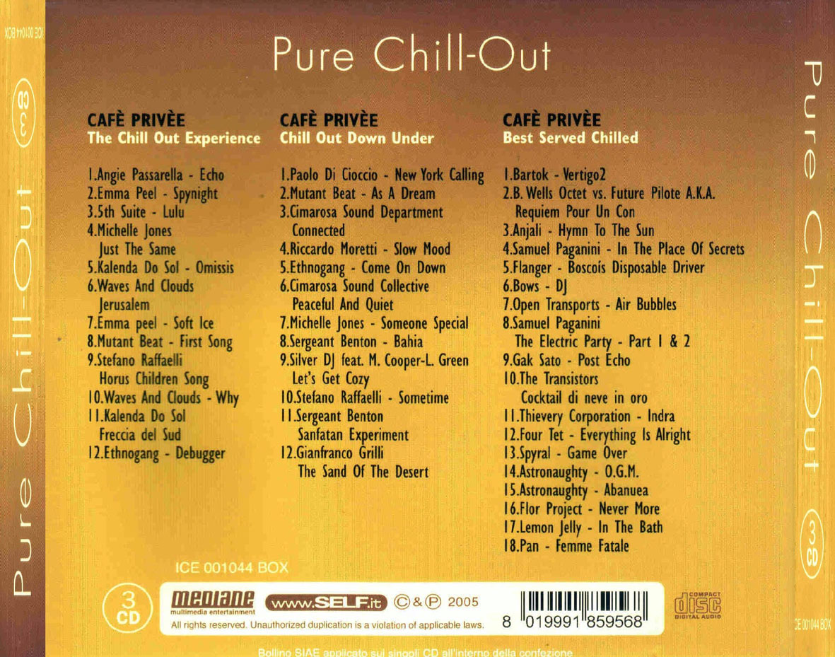 Cartula Trasera de Pure Chill-Out