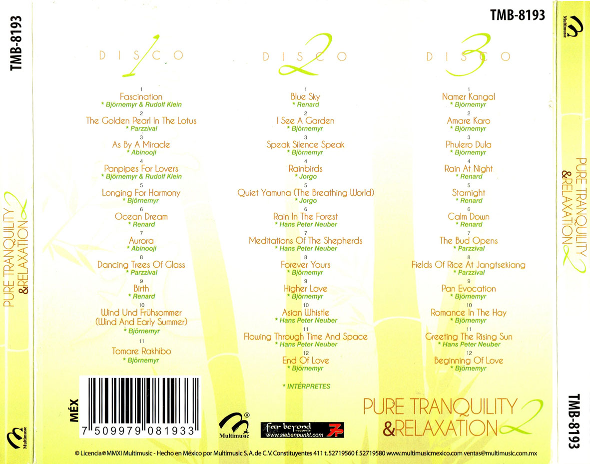 Car�tula Trasera de Pure Tranquility & Relaxation 2