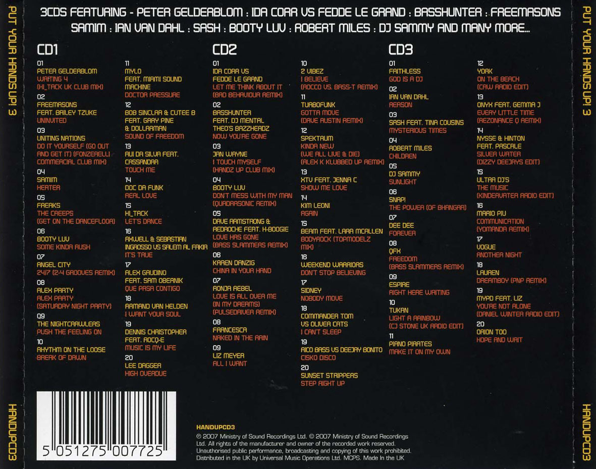Car Tula Trasera De Put Your Hands Up 3 The Biggest Club Anthems Of 