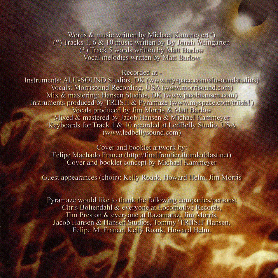 Cartula Interior Frontal de Pyramaze - Immortal