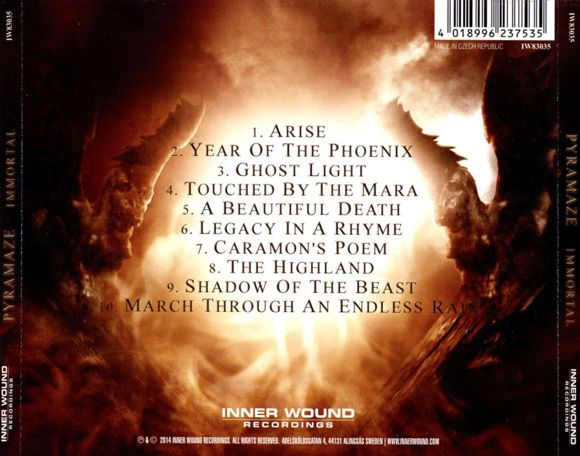 Cartula Trasera de Pyramaze - Immortal