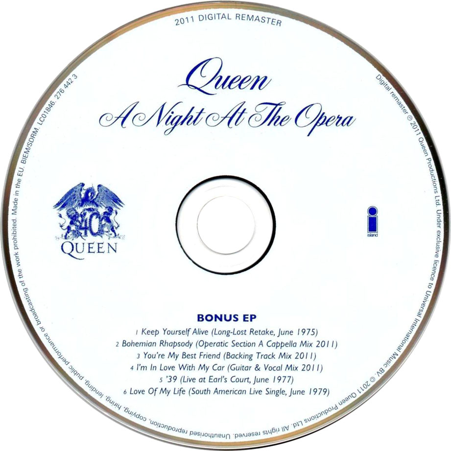 Cartula Cd2 de Queen - A Night At The Opera (Deluxe Edition)