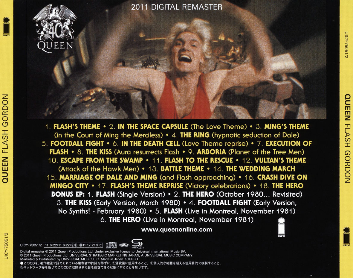 Cartula Trasera de Queen - Flash Gordon (Deluxe Edition)