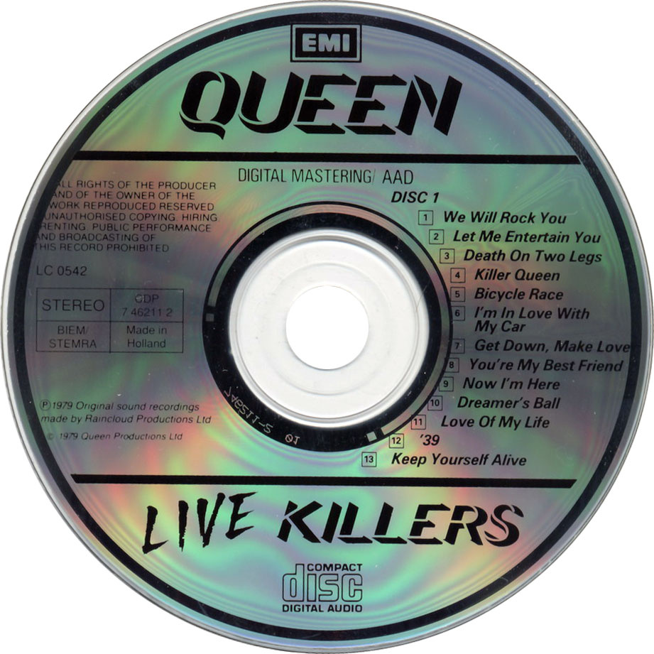 Cartula Cd1 de Queen - Live Killers