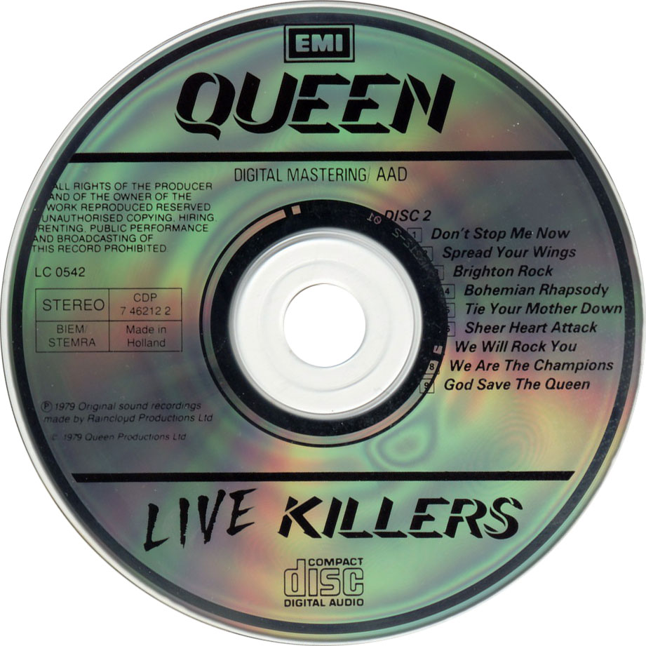 Cartula Cd2 de Queen - Live Killers