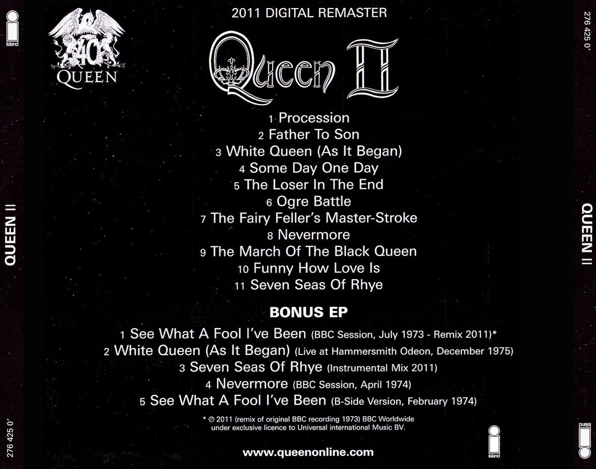 Cartula Trasera de Queen - Queen II (Deluxe Edition)