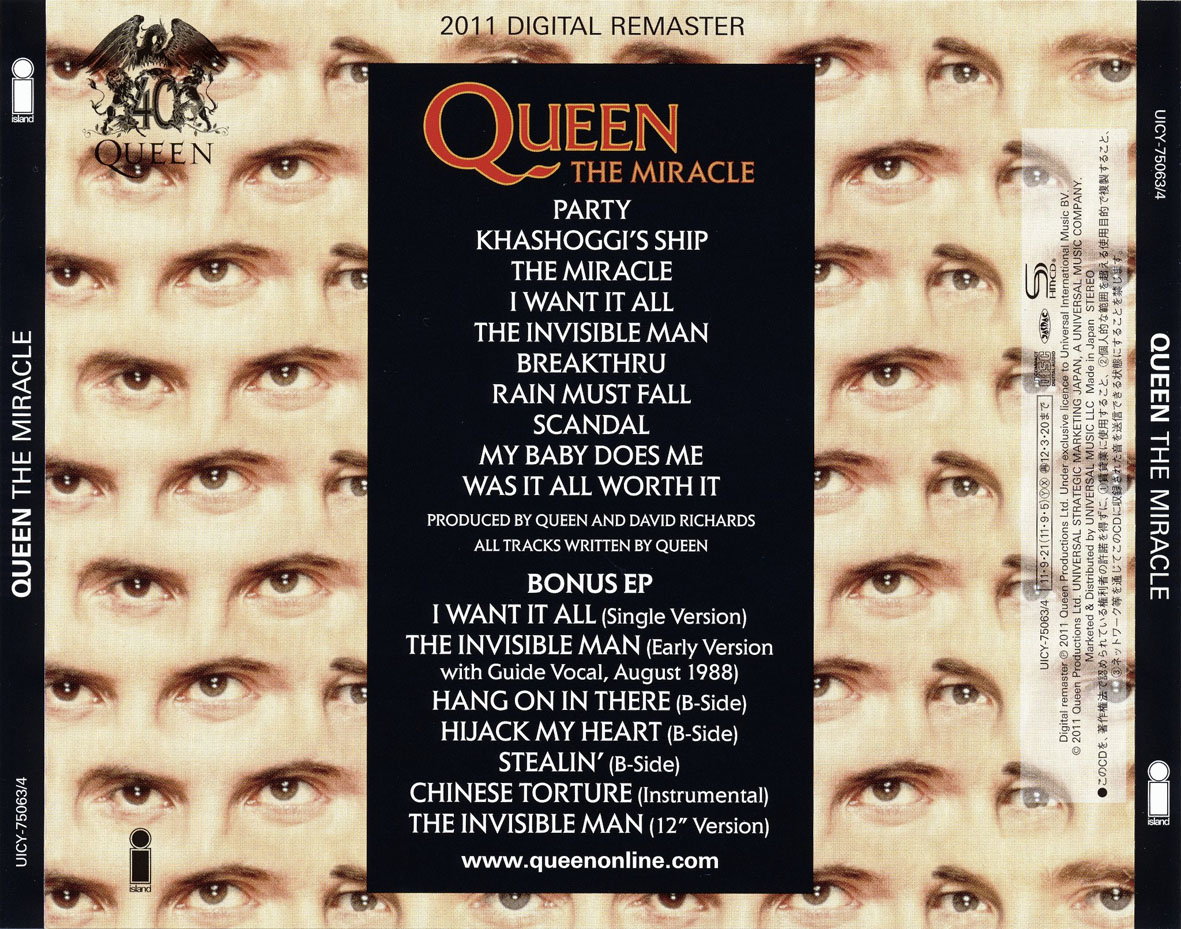 Cartula Trasera de Queen - The Miracle (Deluxe Edition)
