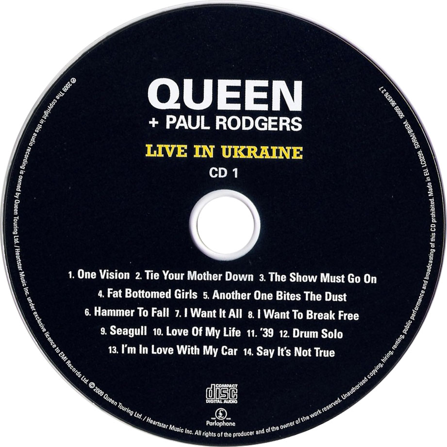 Cartula Cd1 de Queen + Paul Rodgers - Live In Ukraine (Dvd)