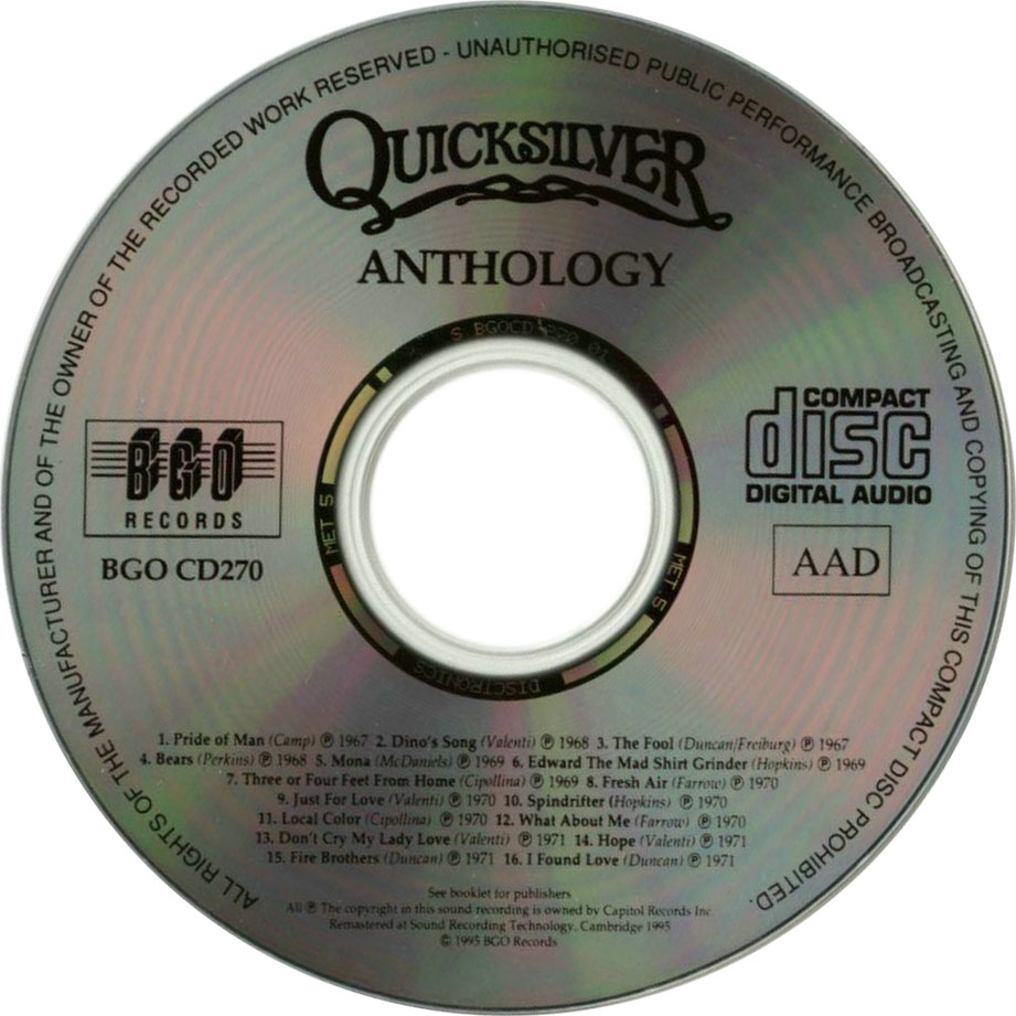 Cartula Cd de Quicksilver Messenger Service - Anthology