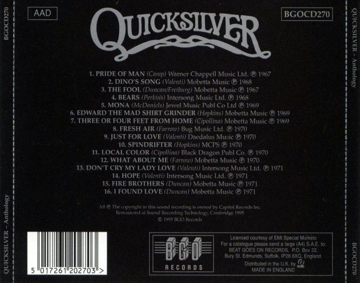 Cartula Trasera de Quicksilver Messenger Service - Anthology