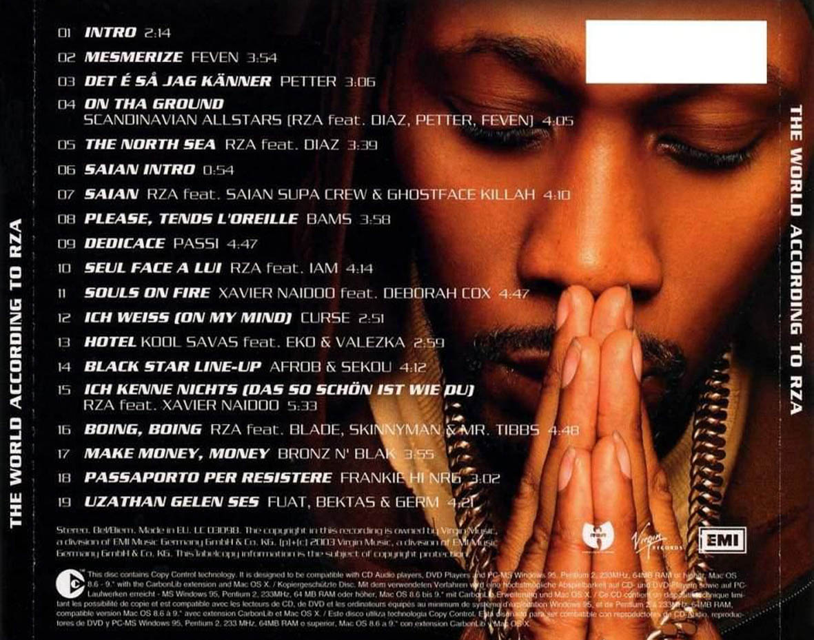 Cartula Trasera de Rza - The World According To Rza