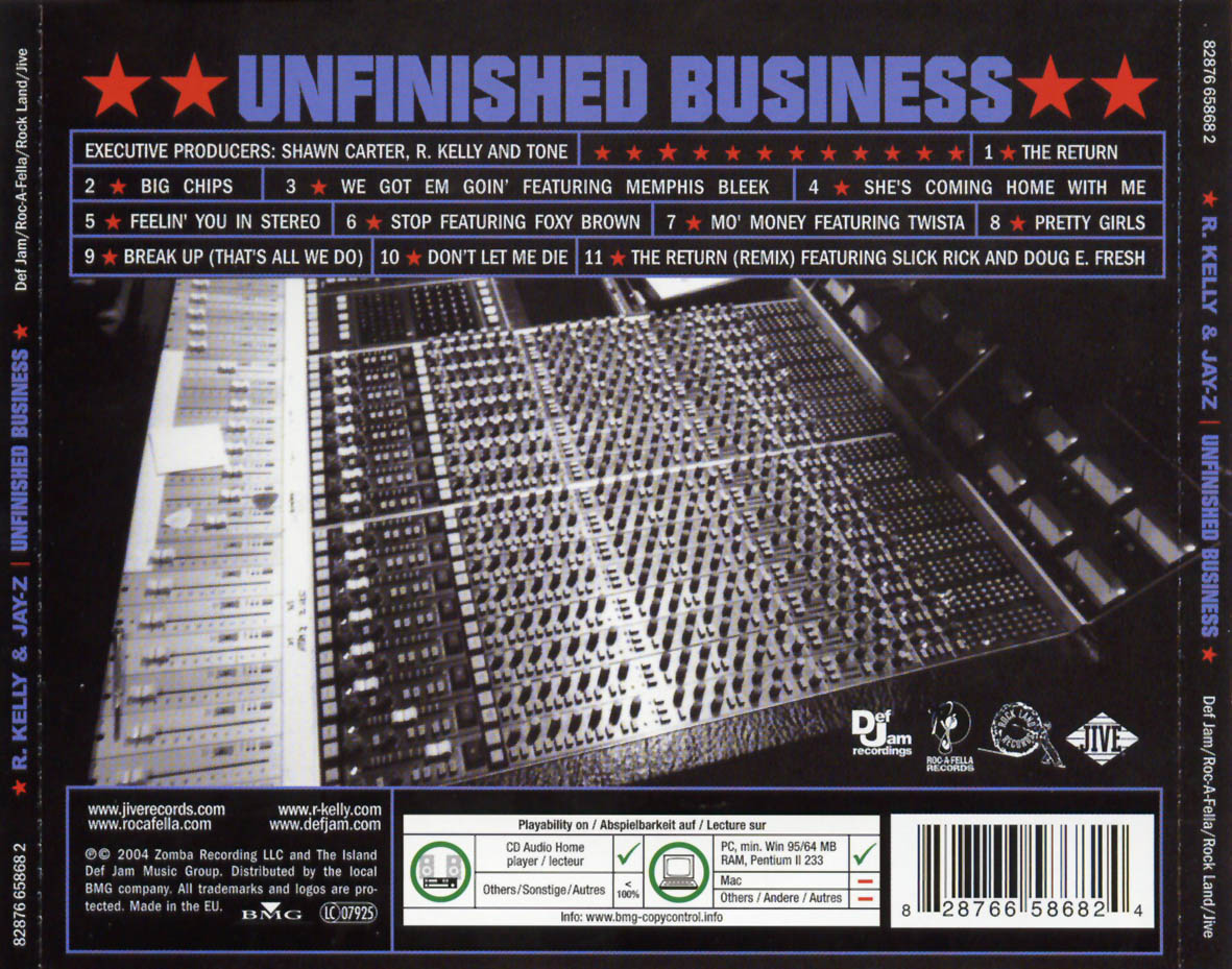 Cartula Trasera de R. Kelly & Jay-Z - Unfinished Business