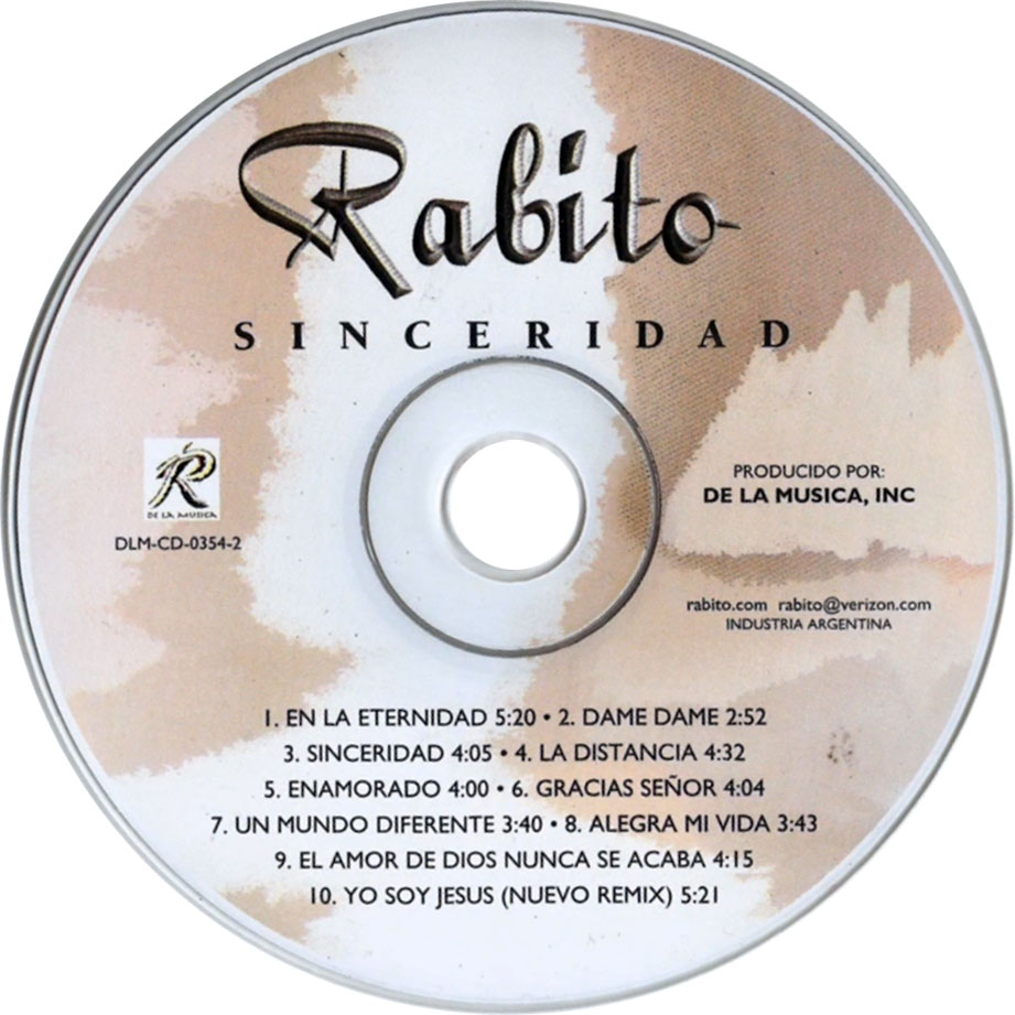 Cartula Cd de Rabito - Sinceridad