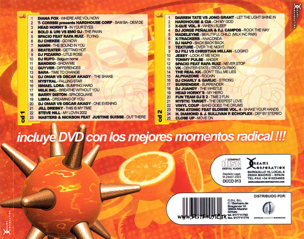 Cartula Trasera de Radical La Fiesta Naranja 3a Edicion 2003