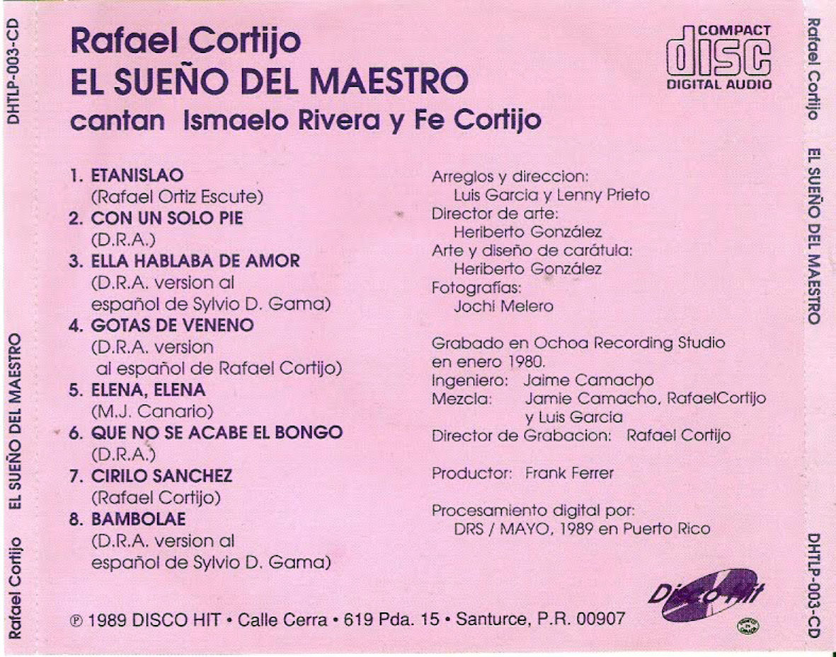 Cartula Trasera de Rafael Cortijo - El Sueo Del Maestro
