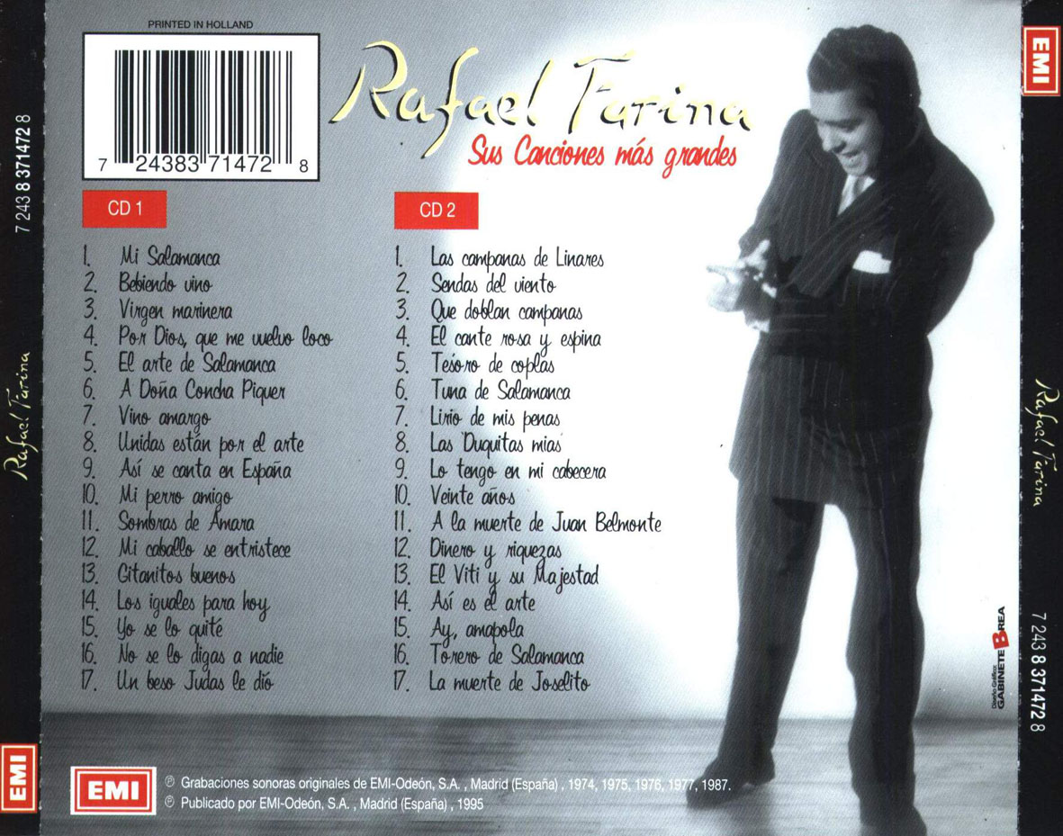 Carátula Trasera de Rafael Farina - Sus Canciones Mas Grandes