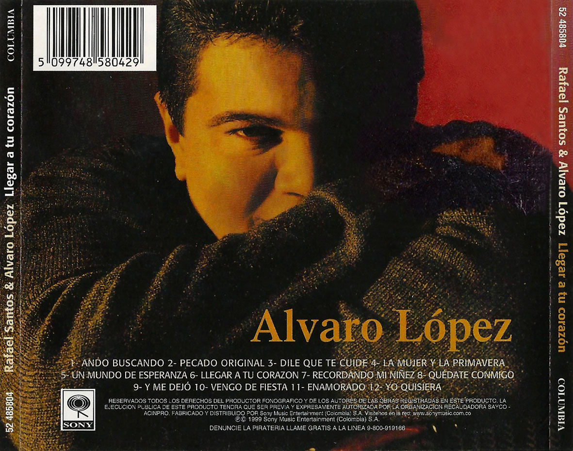 Cartula Trasera de Rafael Santos & Alvaro Lopez - Llegar A Tu Corazon