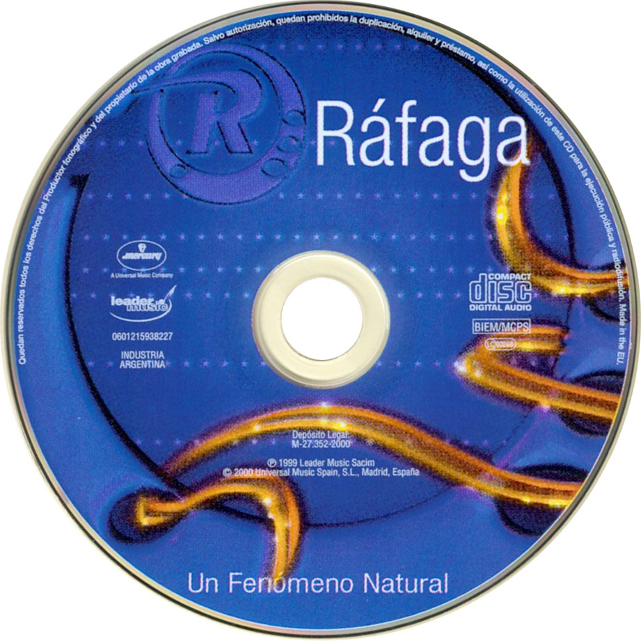 Cartula Cd de Rafaga - Un Fenomeno Natural
