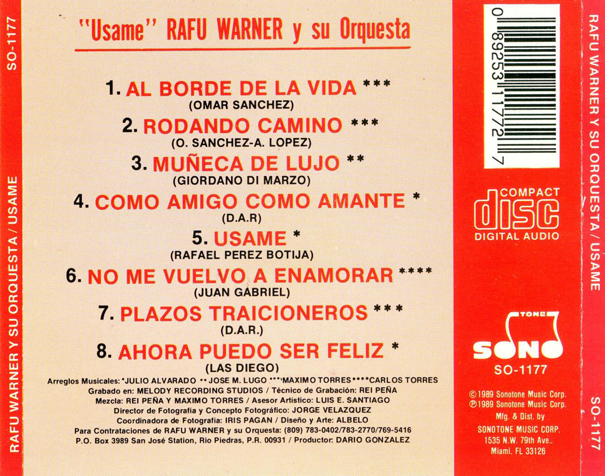 Car�tula Trasera de Rafu Warner - Usame