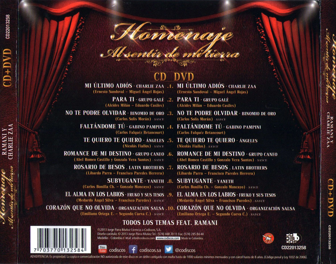 Cartula Trasera de Ramani - Homenaje Al Sentir De Mi Tierra