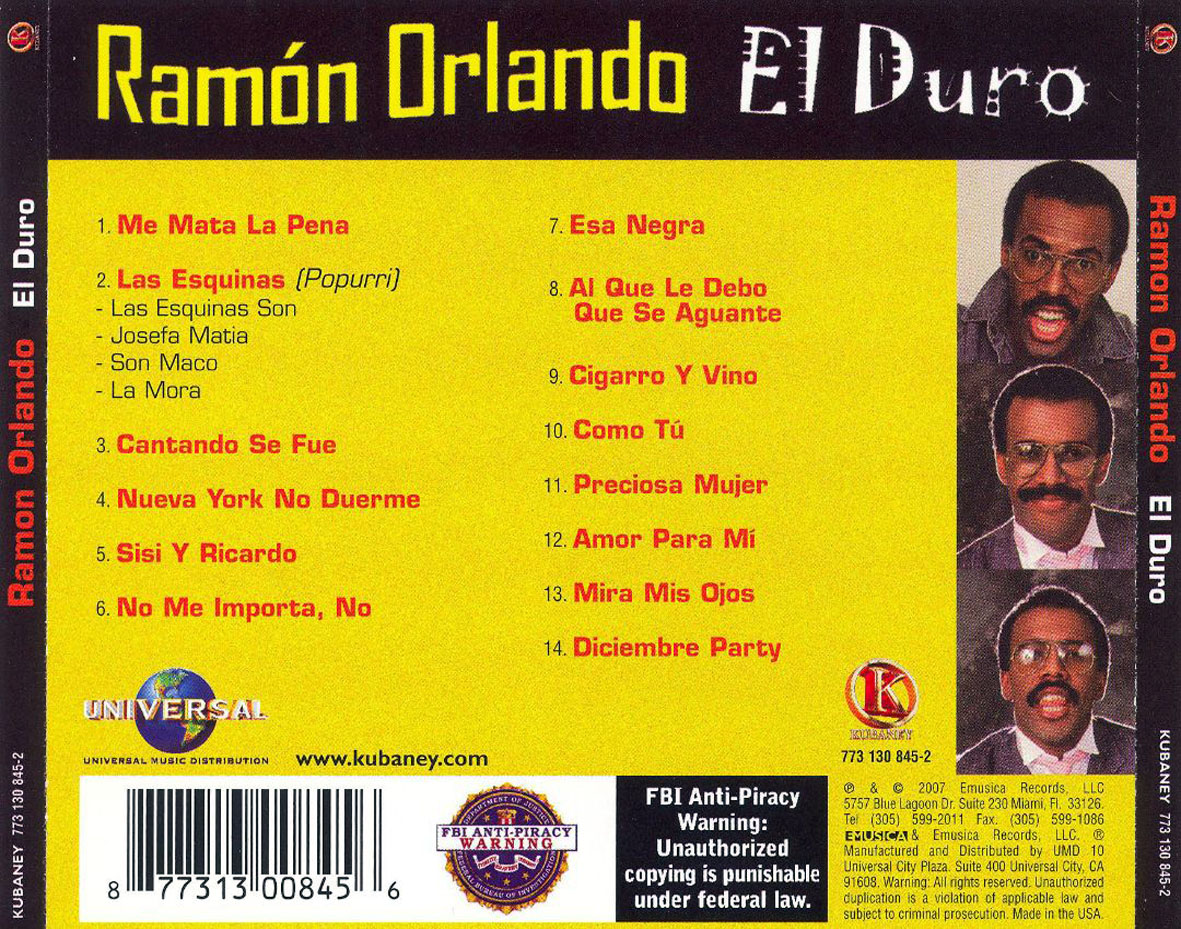 Cartula Trasera de Ramon Orlando - El Duro