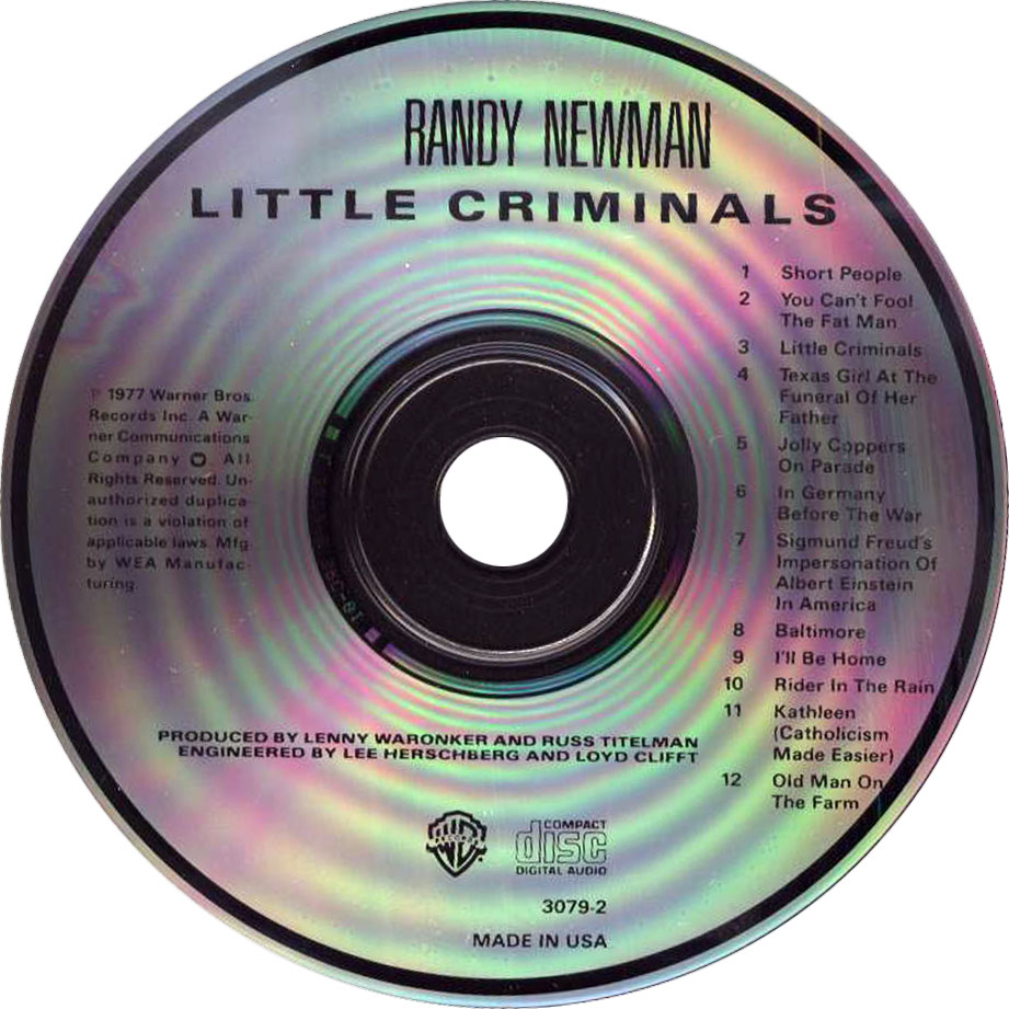Cartula Cd de Randy Newman - Little Criminals
