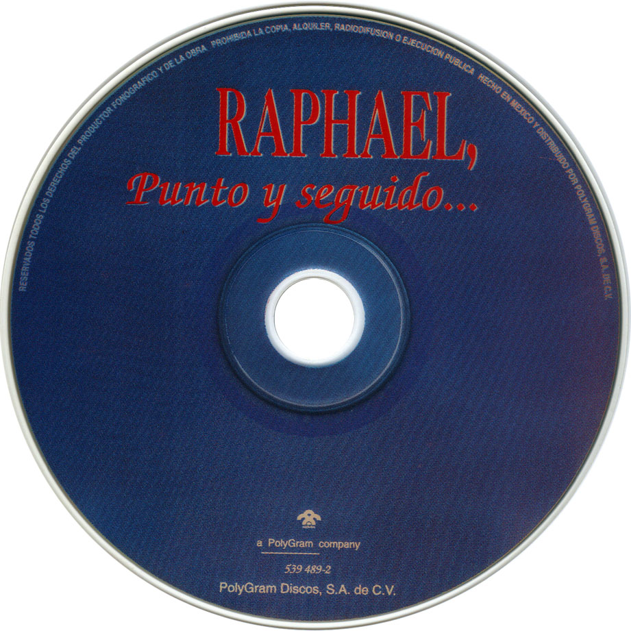 Cartula Cd de Raphael - Punto Y Seguido