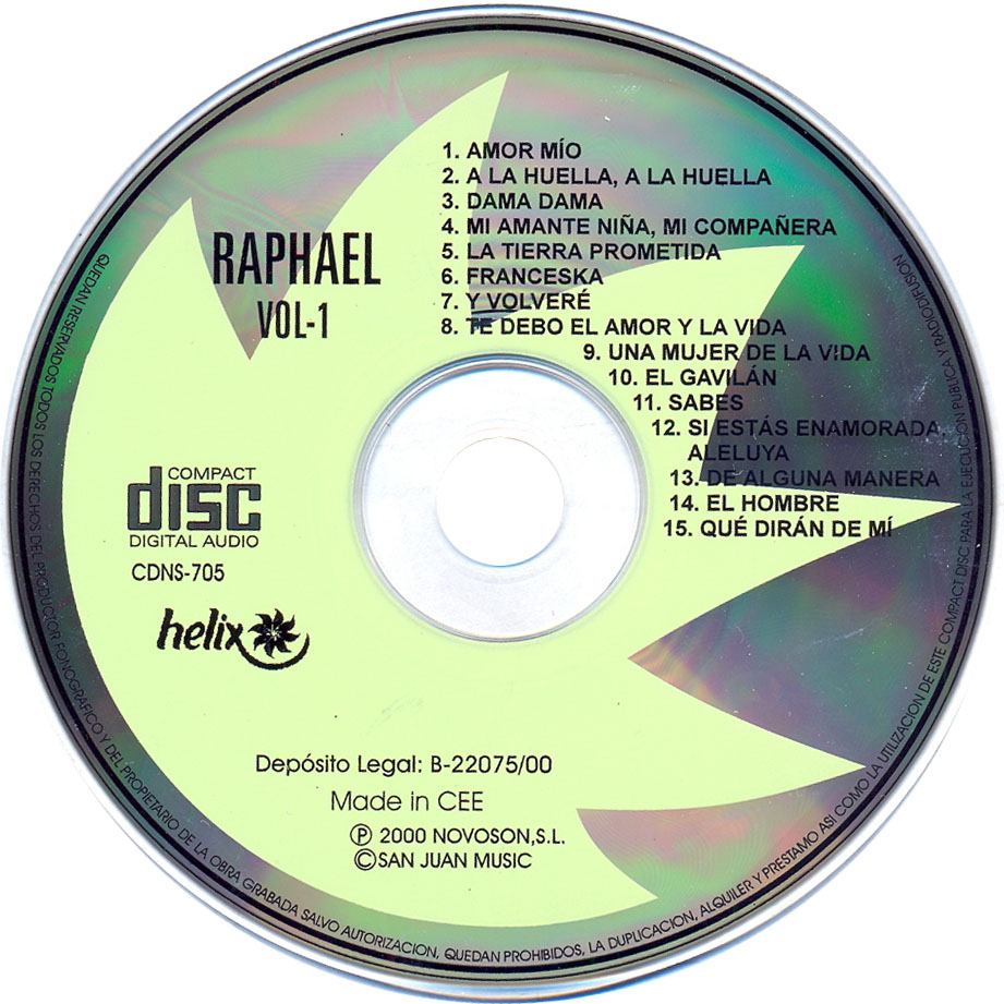Cartula Cd de Raphael - Seleccion De Exitos