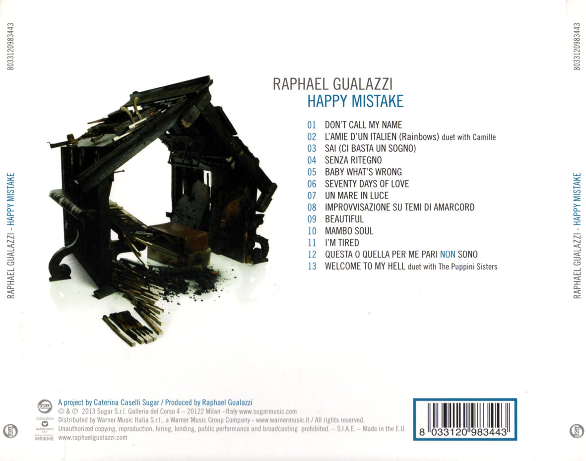 Cartula Trasera de Raphael Gualazzi - Happy Mistake
