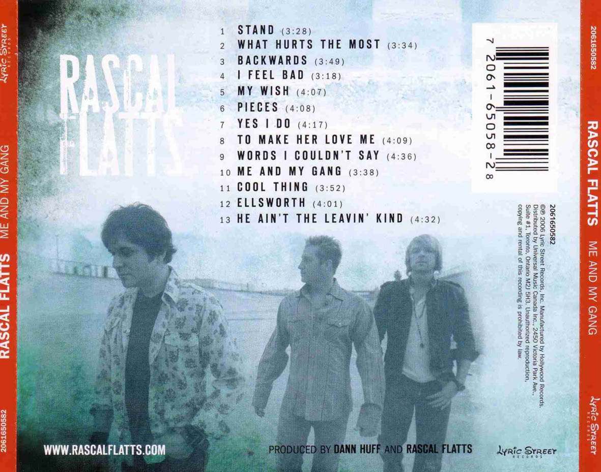 Cartula Trasera de Rascal Flatts - Me And My Gang