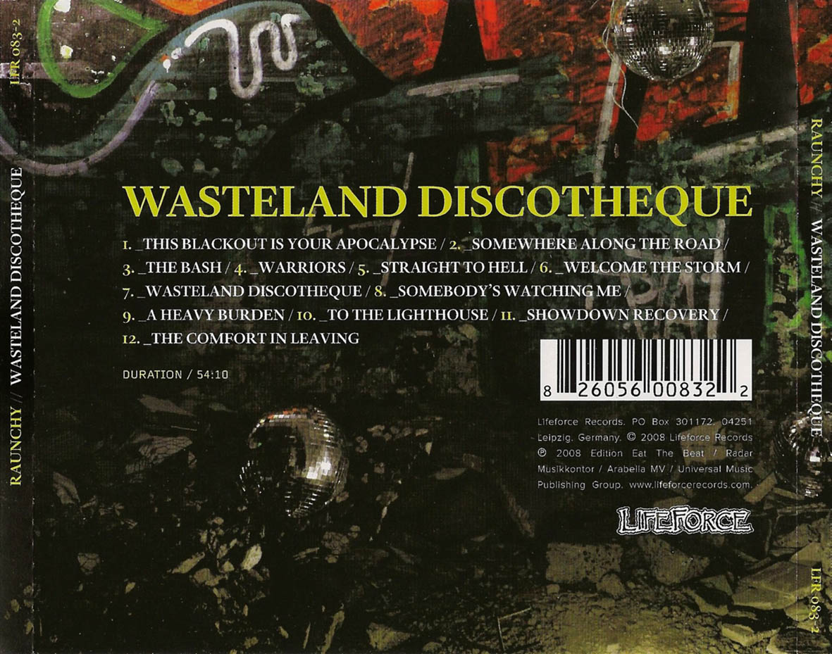 Cartula Trasera de Raunchy - Wasteland Discotheque