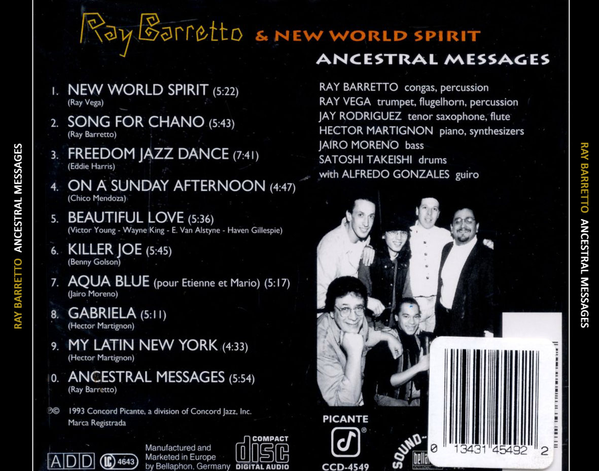 Cartula Trasera de Ray Barretto - Ancestral Messages