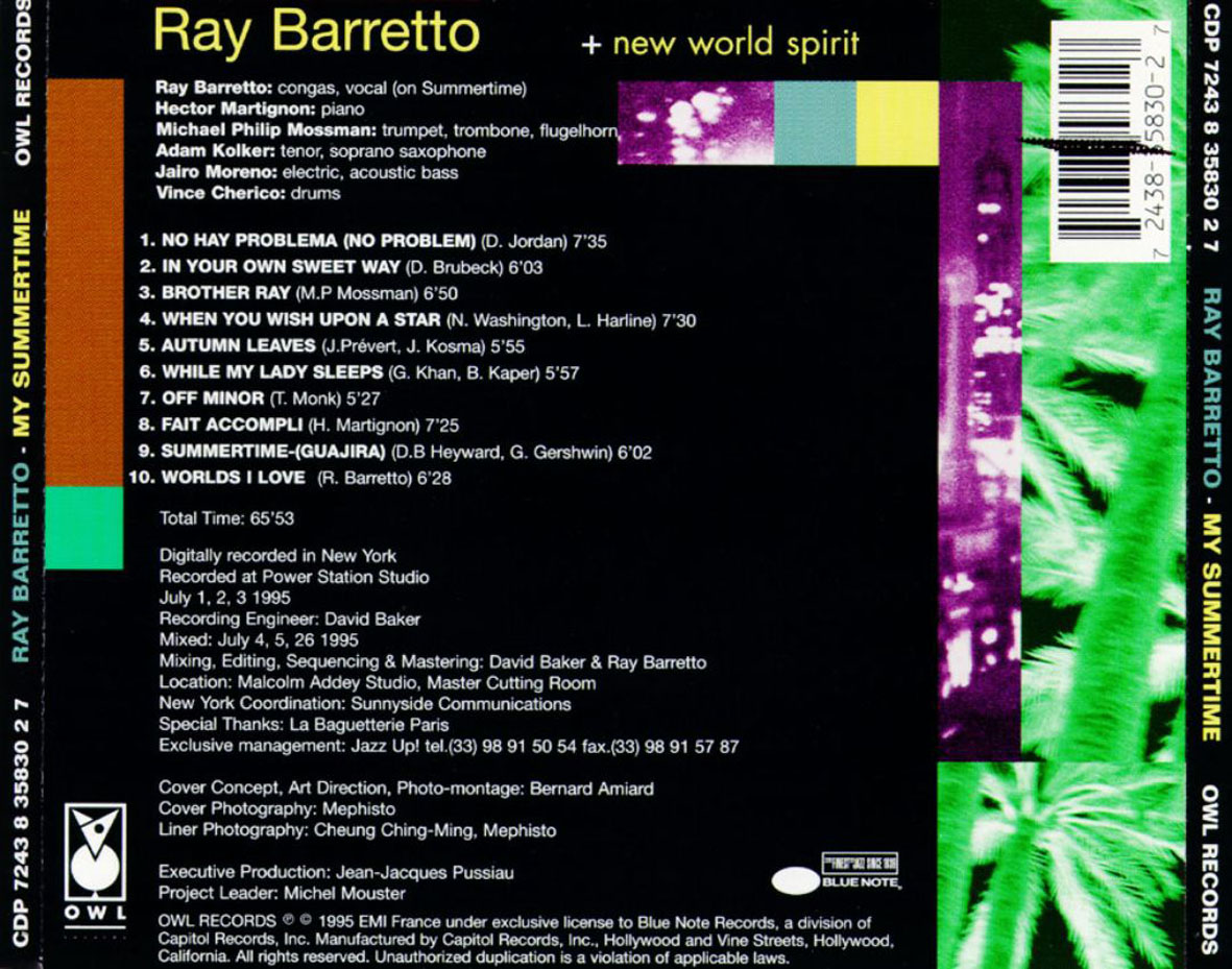 Cartula Trasera de Ray Barretto - My Summertime