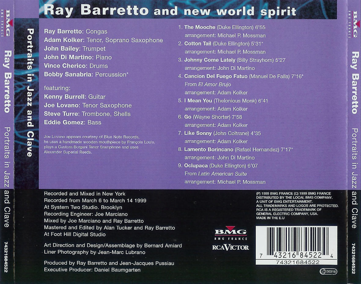 Cartula Trasera de Ray Barretto - Portraits In Jazz And Clave