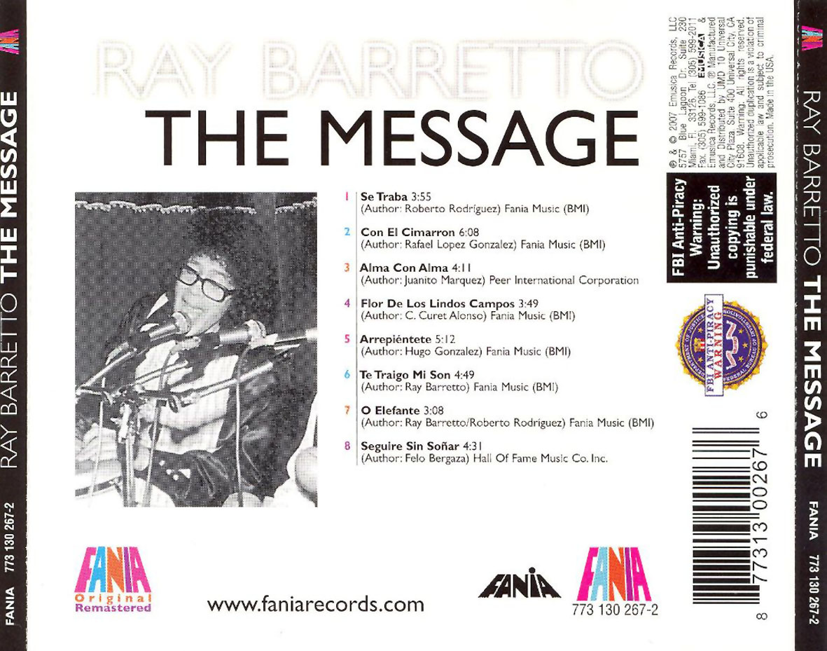 Cartula Trasera de Ray Barretto - The Message