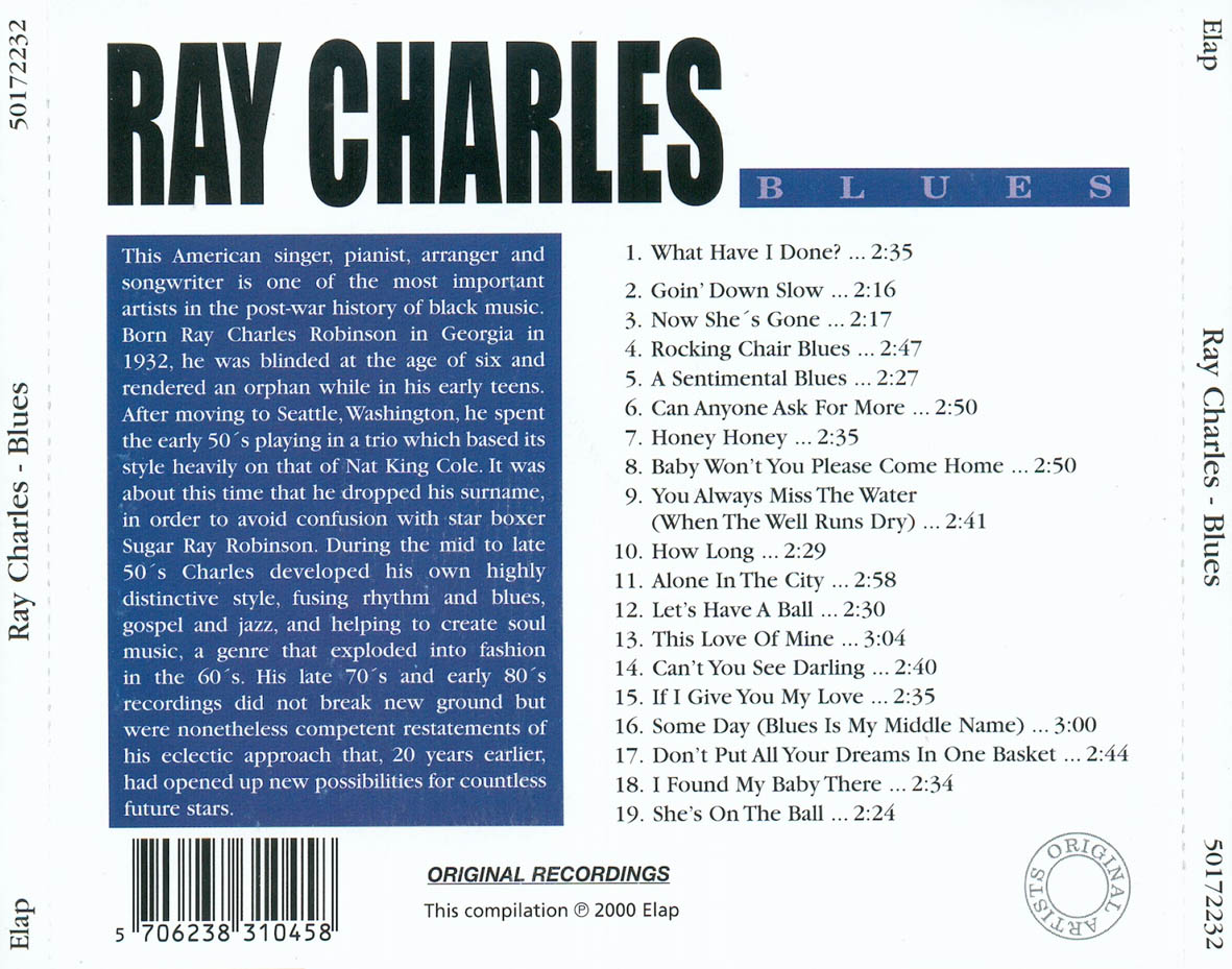 Cartula Trasera de Ray Charles - Blues