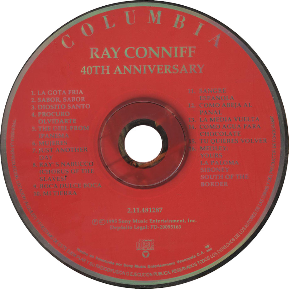 Cartula Cd de Ray Conniff - 40th Anniversary