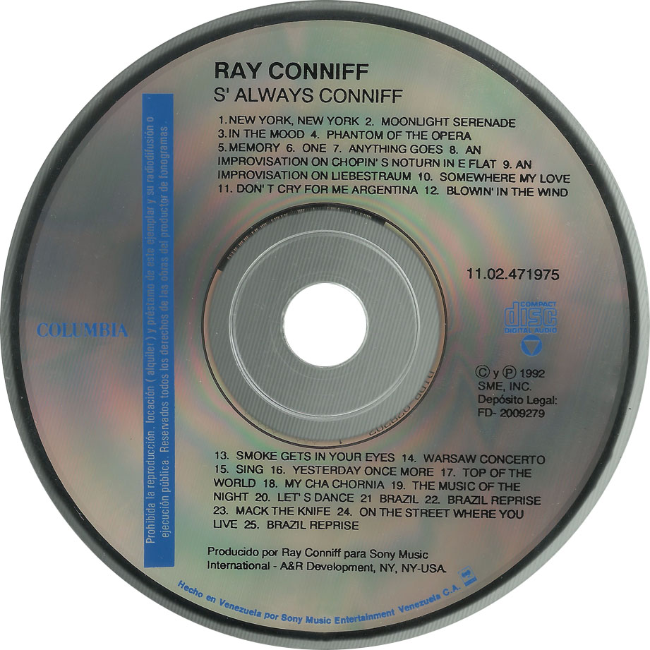 Cartula Cd de Ray Conniff - 's Always Conniff